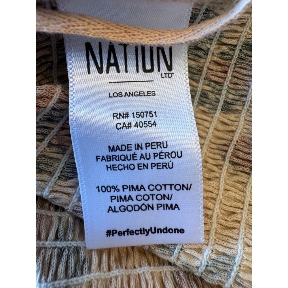 Nation LTD Ily Tee Size Small Smocked Long Sleeve NWT Print $216 - Picture 5 of 11